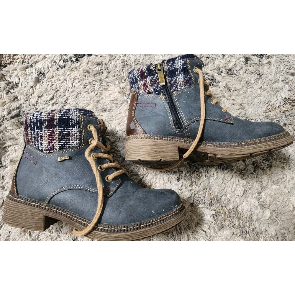 Spring Step Khazera Lace-up Boots Women's Bootie Shoes, Blue, Water Resistant 37